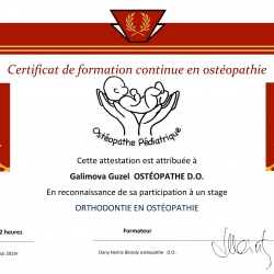 Повышение квалификации: "Остеопатия в ортодонтии". Май 2019г.
